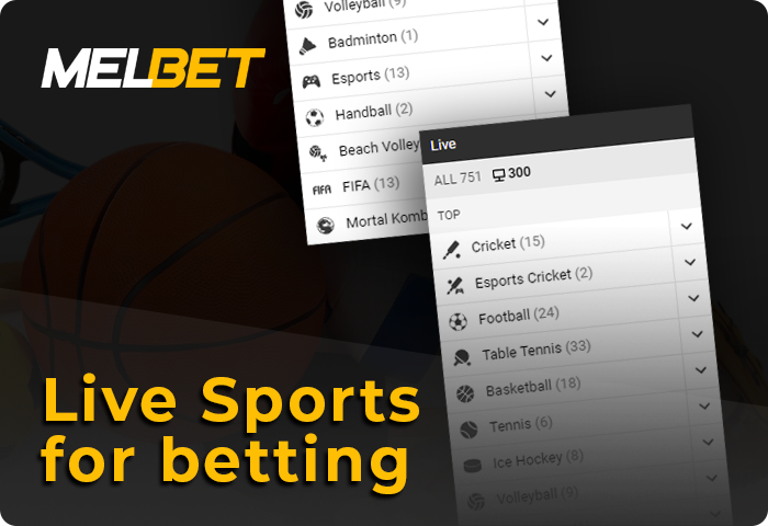 Live sports for betting at Melbet