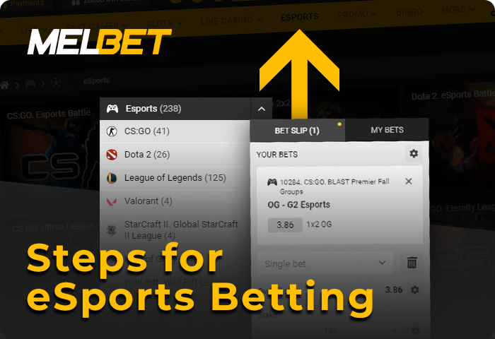 How to start betting on eSports at Melbet