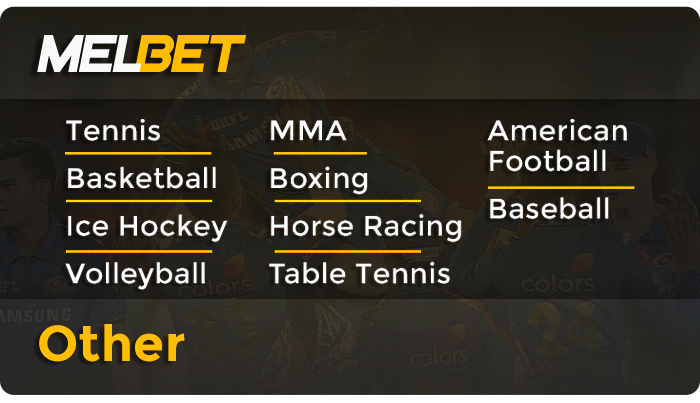 Full list of sports for betting at MelBet - Tennis, Basketball, Ice Hockey, Volleyball and other