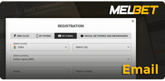 Signing up by email at MelBet - step by step instructions