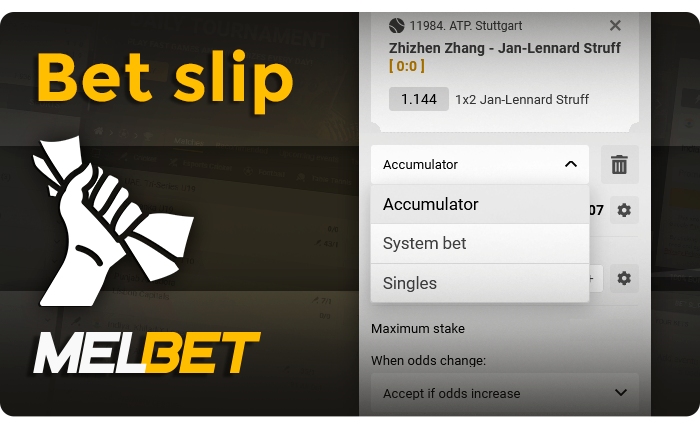 About MelBet betting options - Single bets, Accumulator bets, System bets