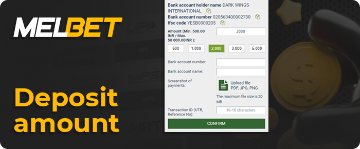 Deposit the amount of money needed to qualify for the Melbet bonus