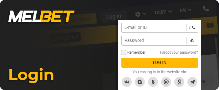 Login to your Melbet profile